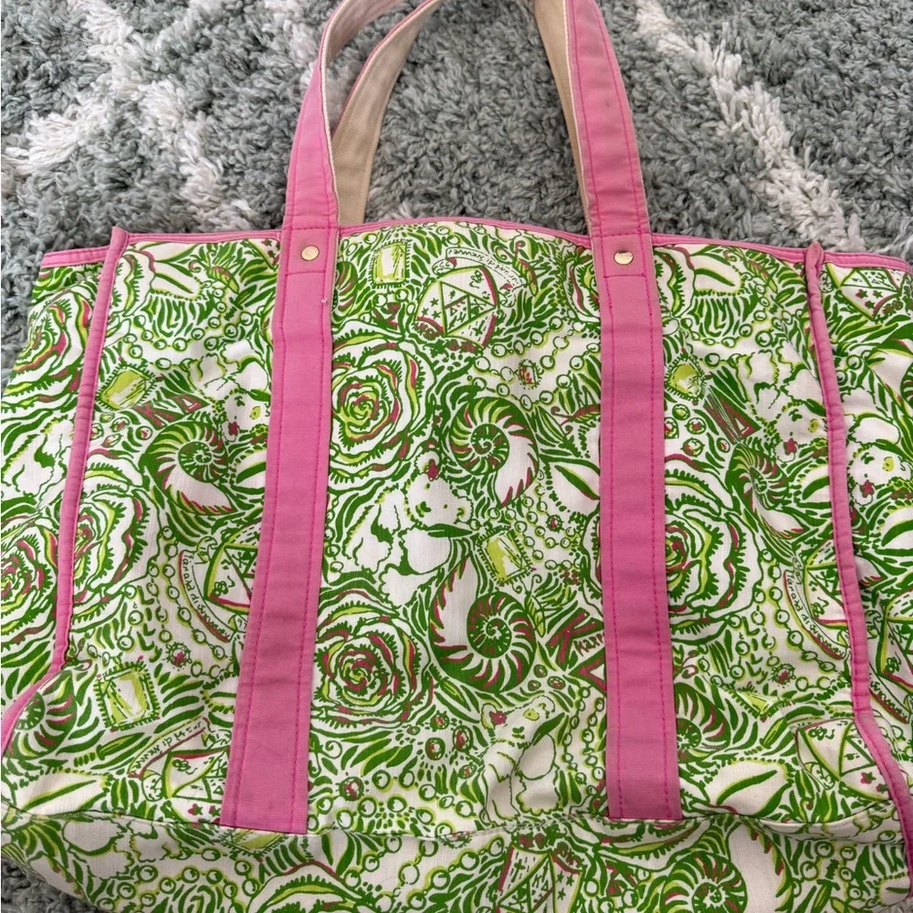 Lilly Pulitzer Pink and Green Tote Bag - Kappa Delta - Picture 3 of 5